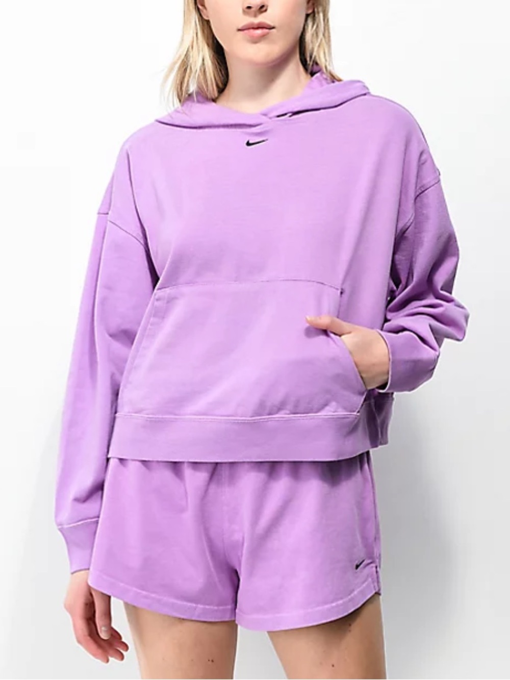 Nike women's center swoosh fleece hoodie light purple hoodie sweatshirt 1X new